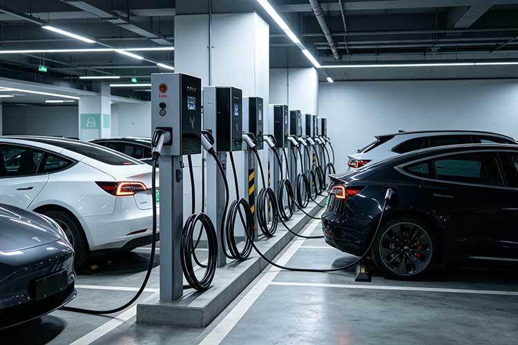 EV charging at a hotel parking lot